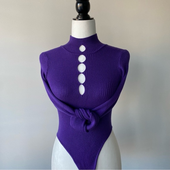 OTAJE | Cutout Knit Bodysuit - Picture 1 of 11